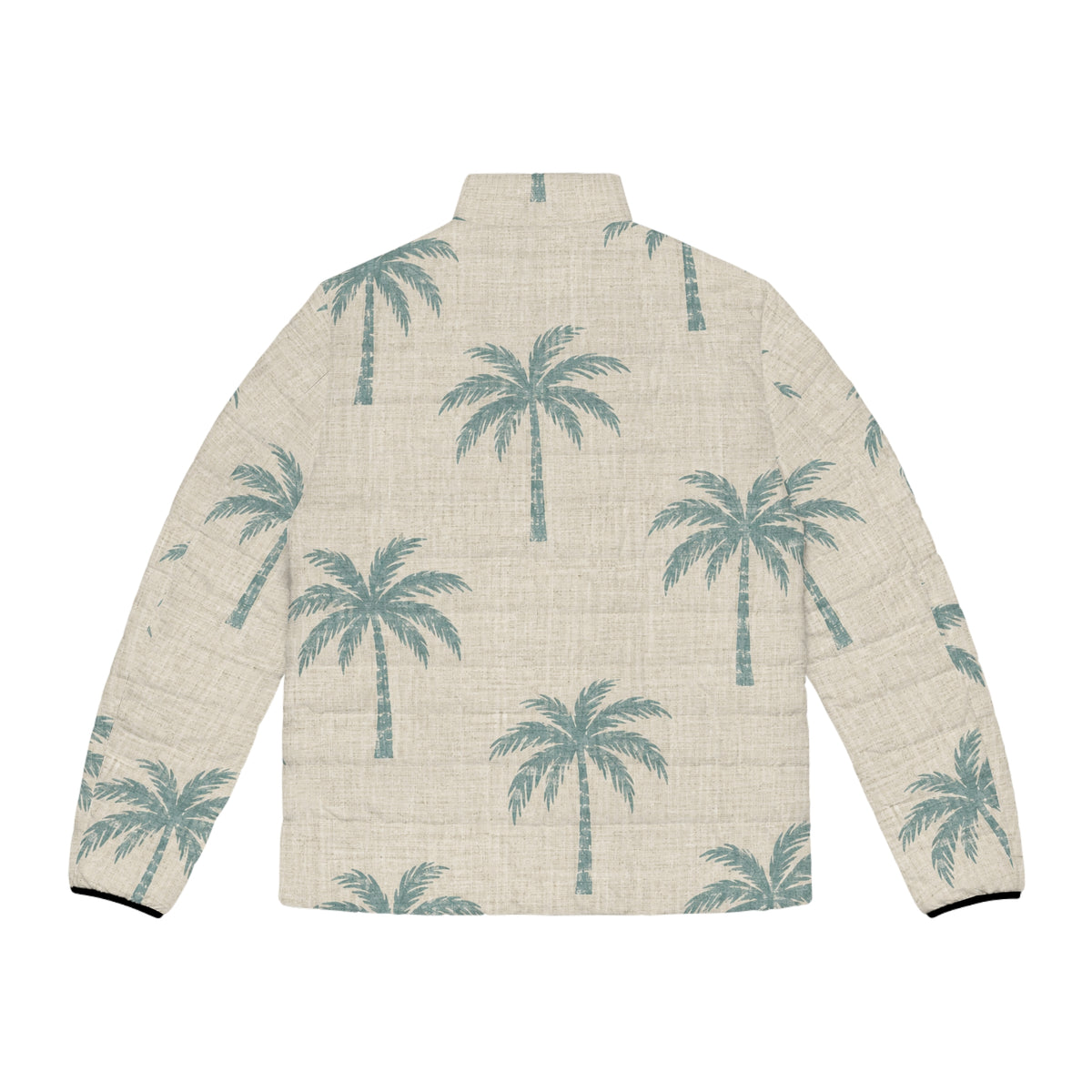 Men’s Puffer Jacket with Tropical Palm Tree Print