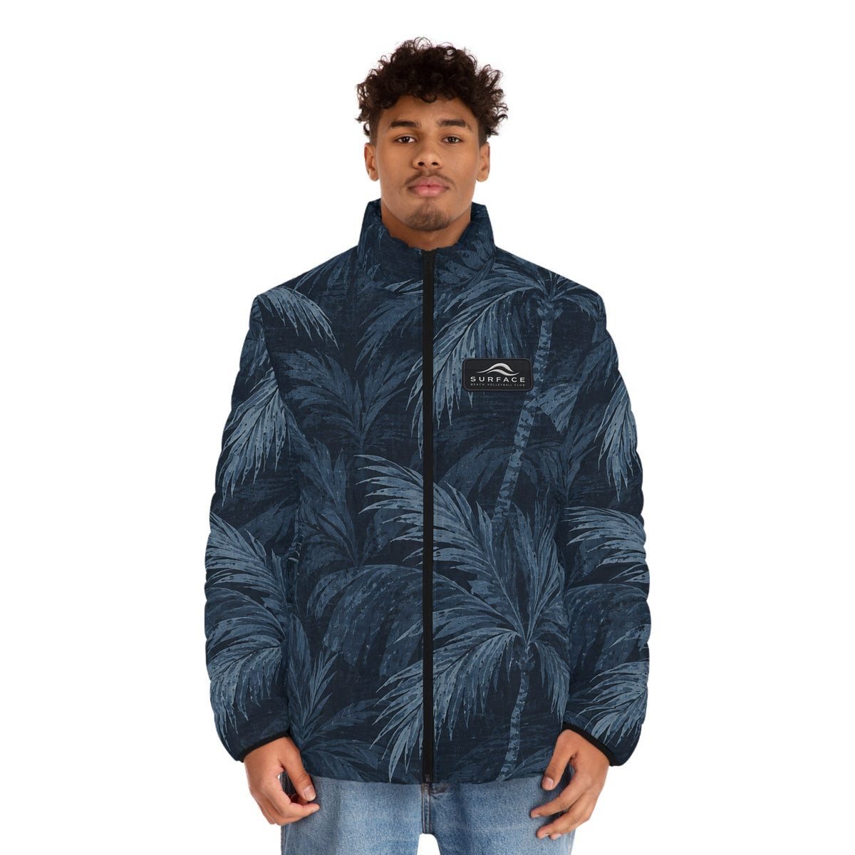 Surface Beach Volleyball Club Men’s Tropical Palm Leaf Puffer Jacket