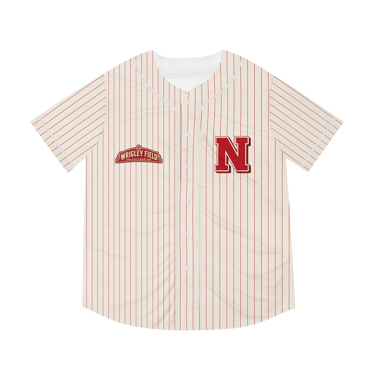 Jackson Wrigley Field Retro Red Pinstripe Baseball Jersey
