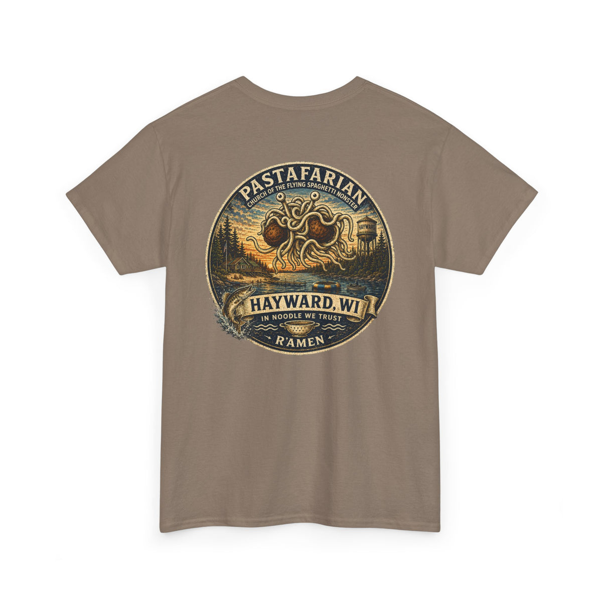 Whiplash Pastafarian T-Shirt — Vintage Hayward, WI Ramen Graphic Tee