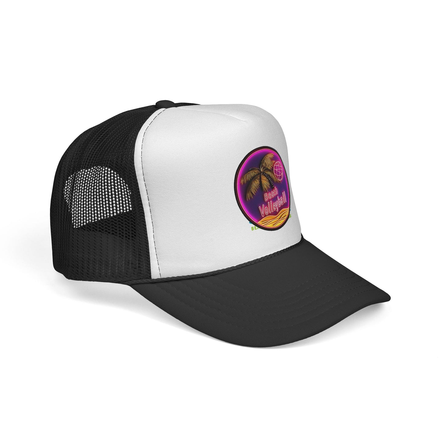 Trucker Cap — Retro Neon Beach Patch "Beach Wakefield"