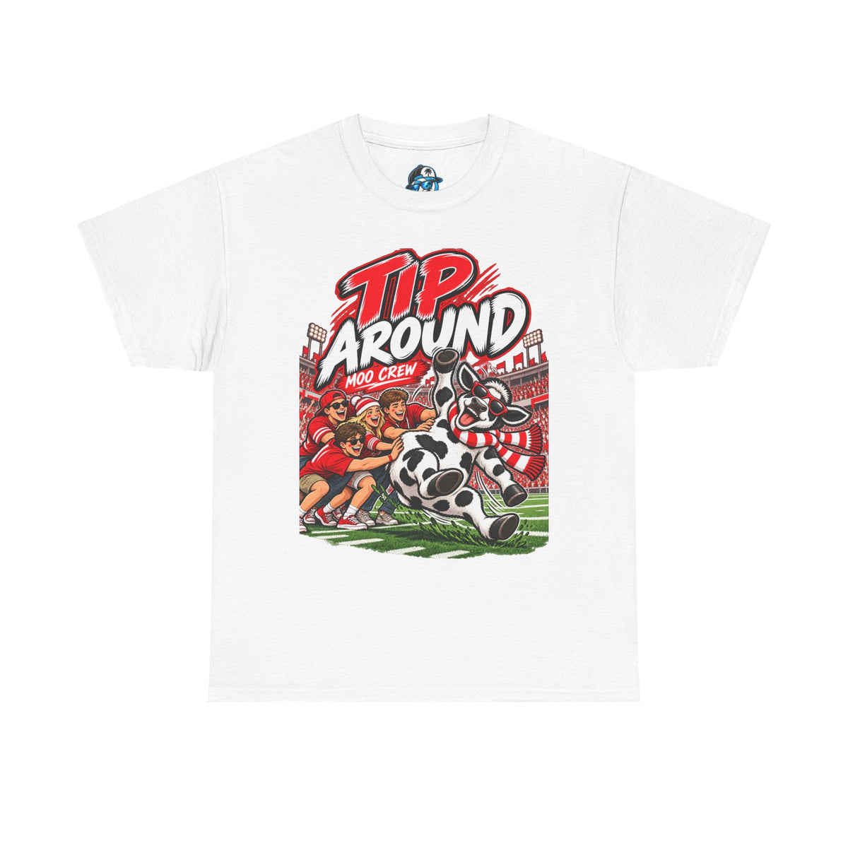 Moo Crew “Tip ’Around” Football Game Day  Cow Print T-Shirt