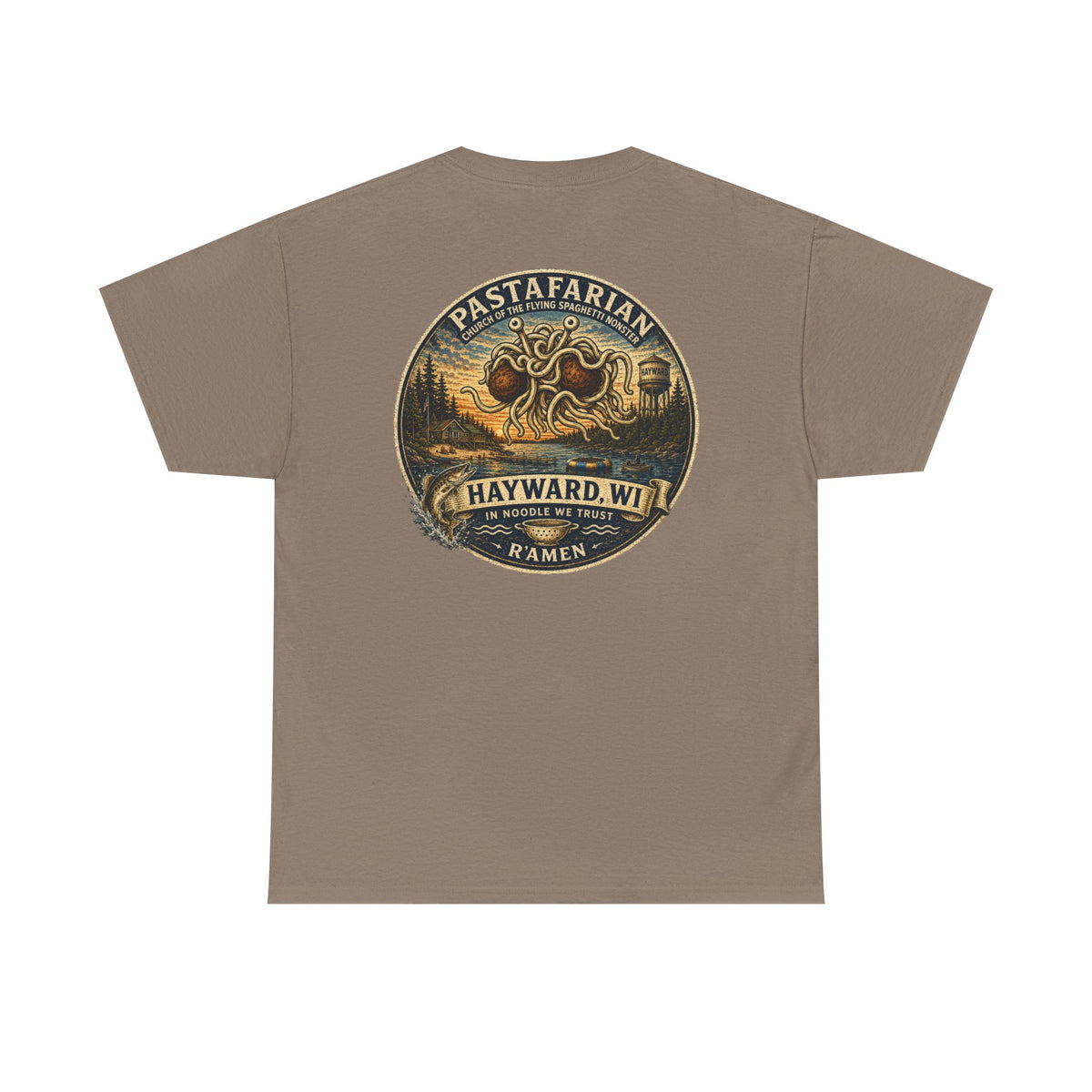 Whiplash Pastafarian T-Shirt — Vintage Hayward, WI Ramen Graphic Tee
