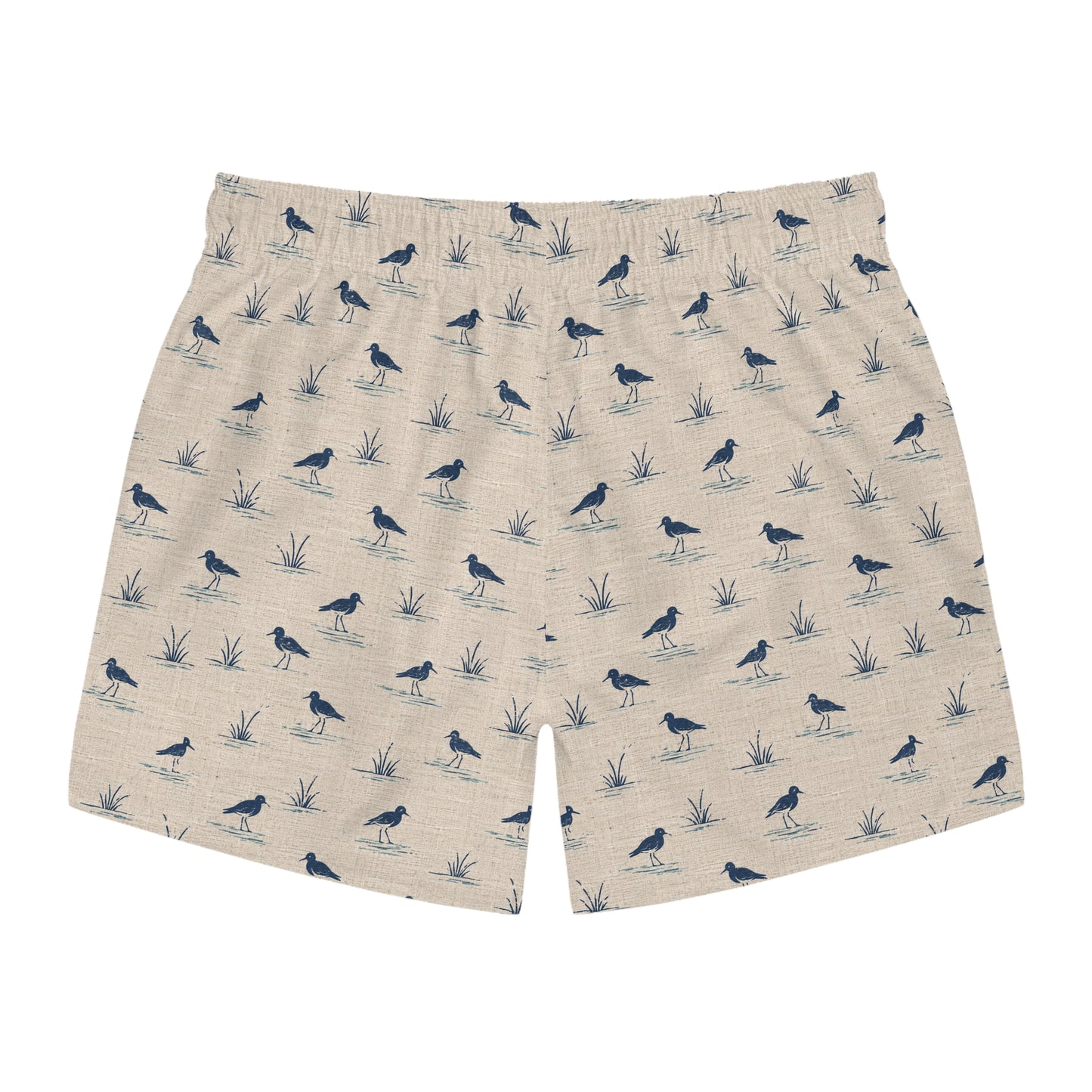 Surfache Men's Coastal Bird Print Swim Trunks — Lightweight All-Over Pattern
