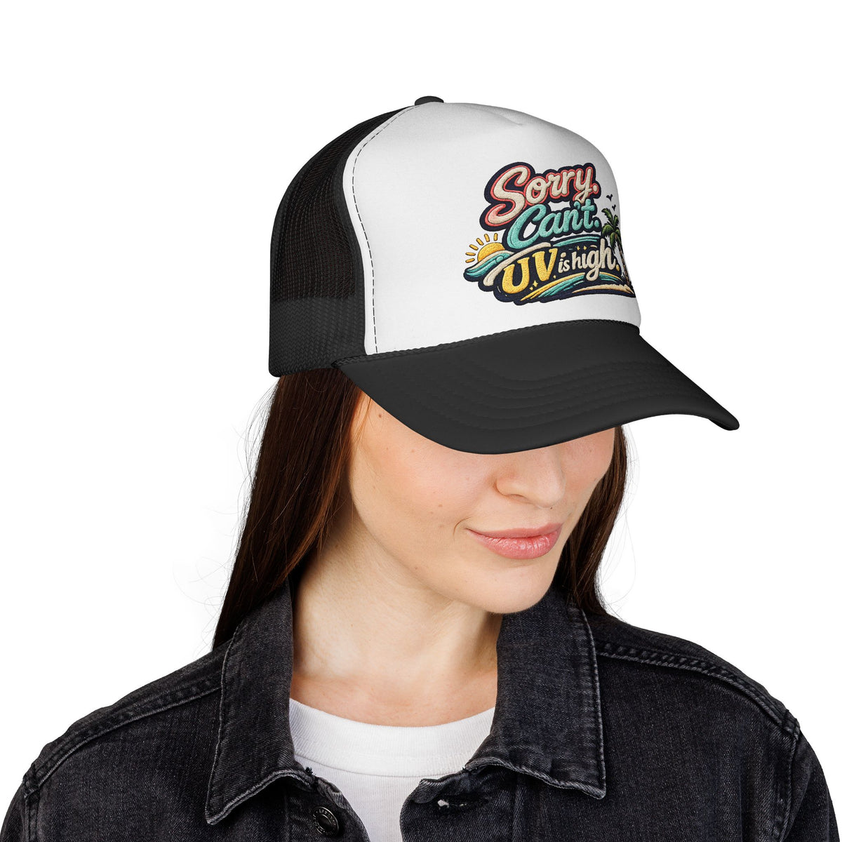 Trucker Cap — "Sorry, Can't. UV Is High" Vintage Beach Mesh Hat
