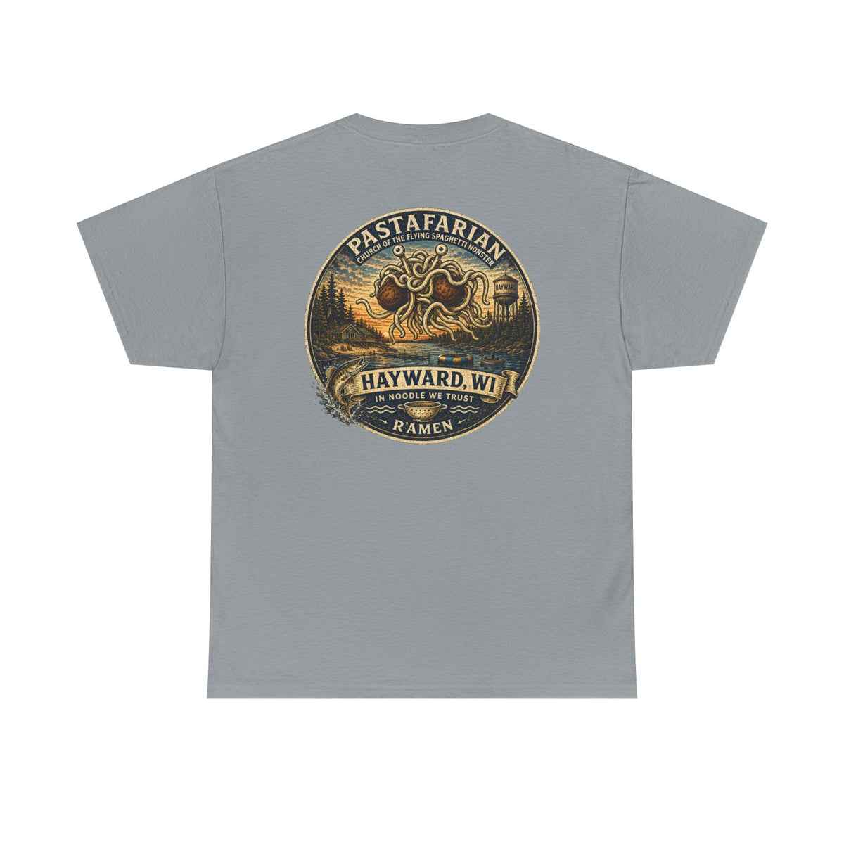 Whiplash Pastafarian T-Shirt — Vintage Hayward, WI Ramen Graphic Tee