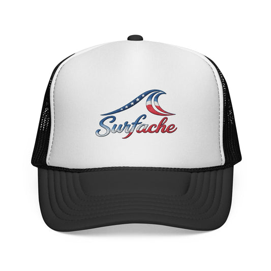 Surfache Wave Trucker Hat — Vintage Surf Logo Cap for Beach Lovers