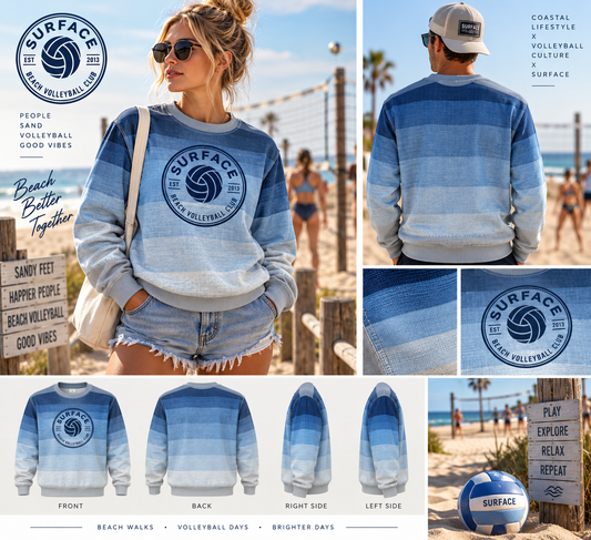 Casual Surface Beach Volleyball Club Streetwear Recycled Sweatshirt — Beach Nights