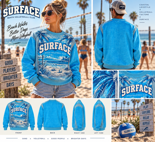 Surface Ocean Graphic Sweatshirt — Vintage Surf Beach Vibes