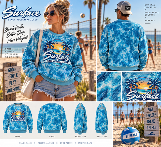 Surface Beach Club Graphic Sweatshirt — Tropical Palm Sunset AOP