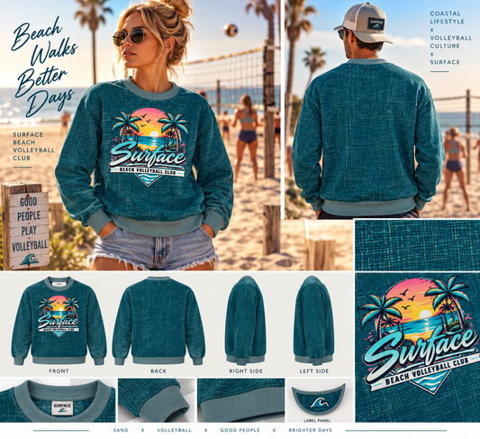 Surf Vibes Sweatshirt – Retro Palm Sunset Graphic