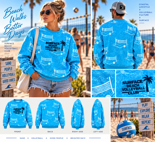 Surface Beach Volleyball Club Sweatshirt — Recycled All-Over Print