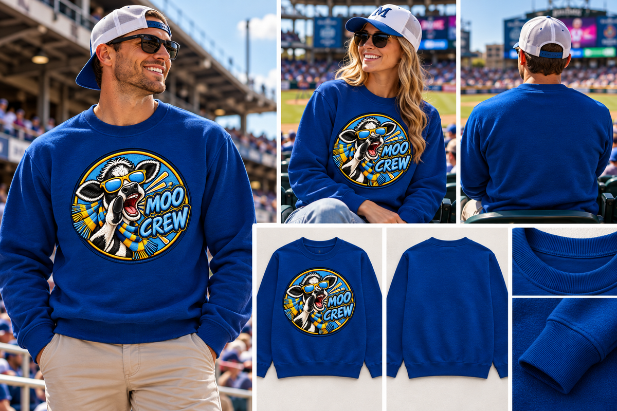 Moo Crew Calling the Herd Cow Graphic Recycled Sweatshirt
