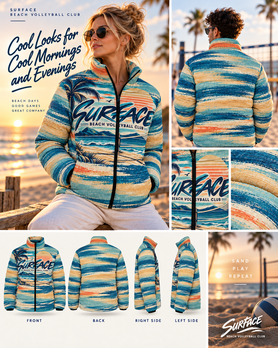 Surface Beach Volleyball Club Men's Puffer Jacket