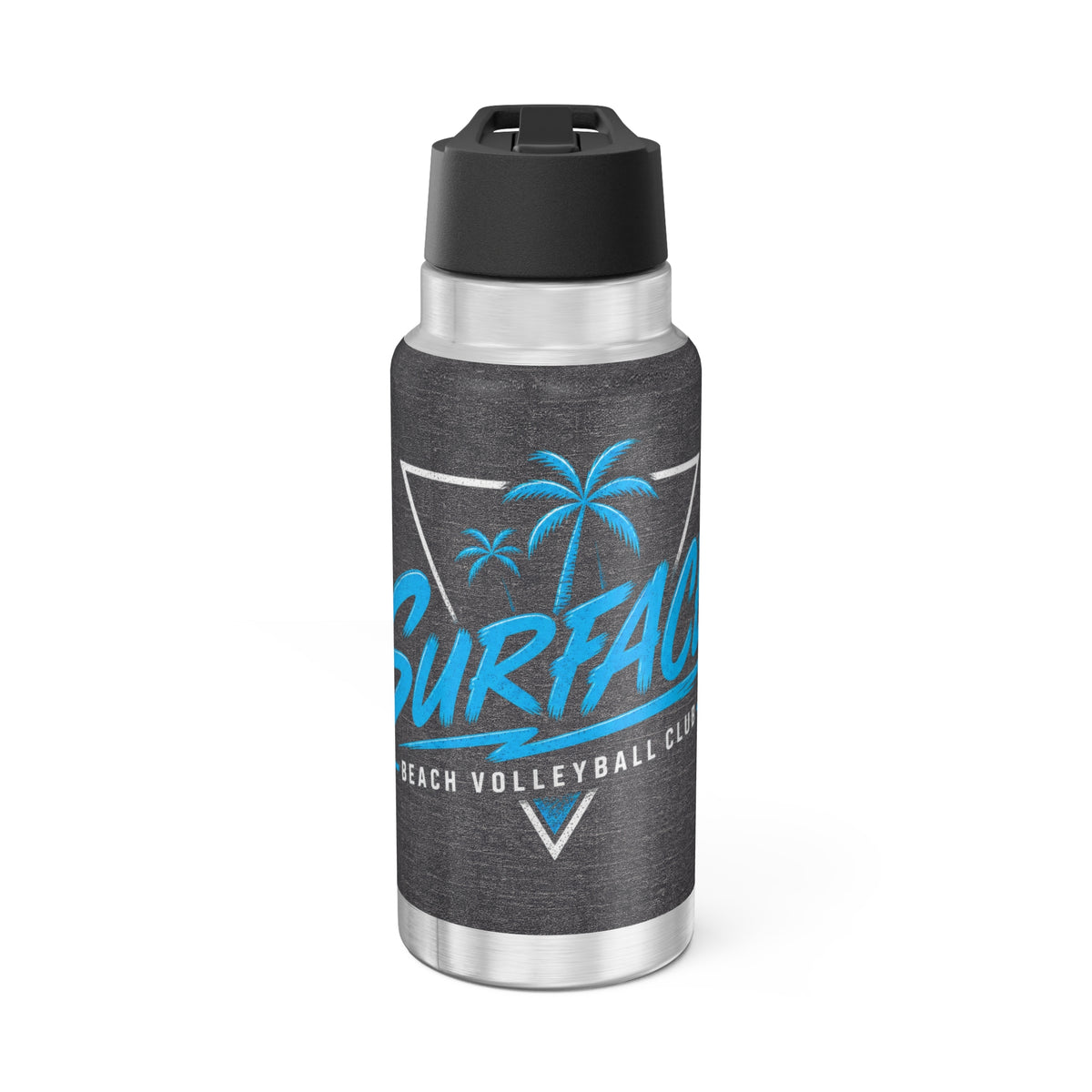 32oz Retro Surface Beach Volleyball Club Insulated Tumbler — Neon Surf Vibes Water Bottle