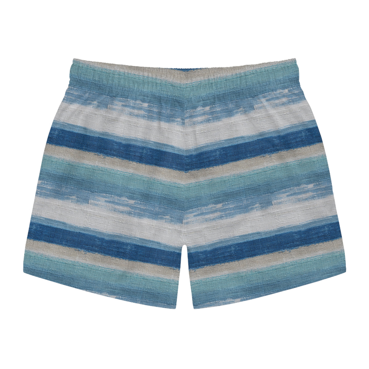Striped Beach Volleyball Swim Trunks — Blue & Black All-Over Print