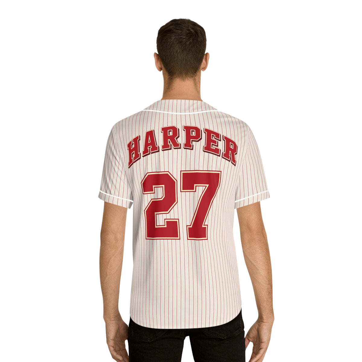 Harper Wrigley Field Retro Red Pinstripe Baseball Jersey