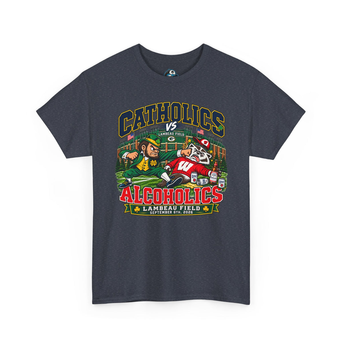 Catholics vs Alcoholics Football T-Shirt – Lambeau Field Tailgate Tee