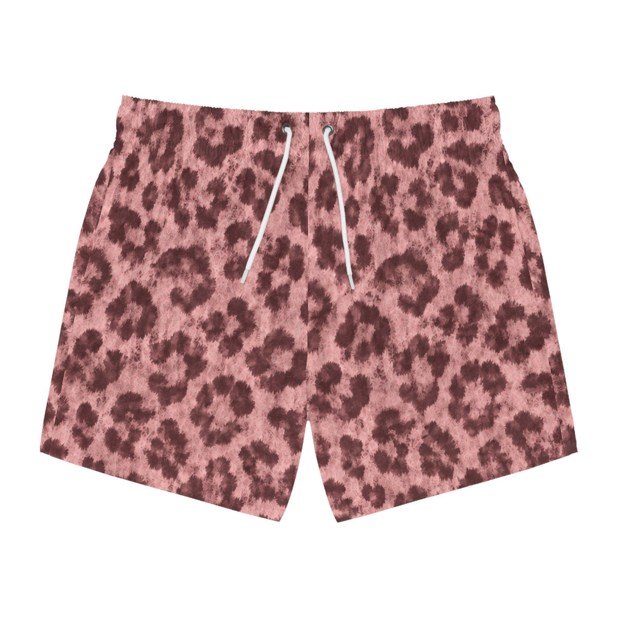 Pink Leopard Swim Trunks — All-Over Print Animal Print Swim Shorts