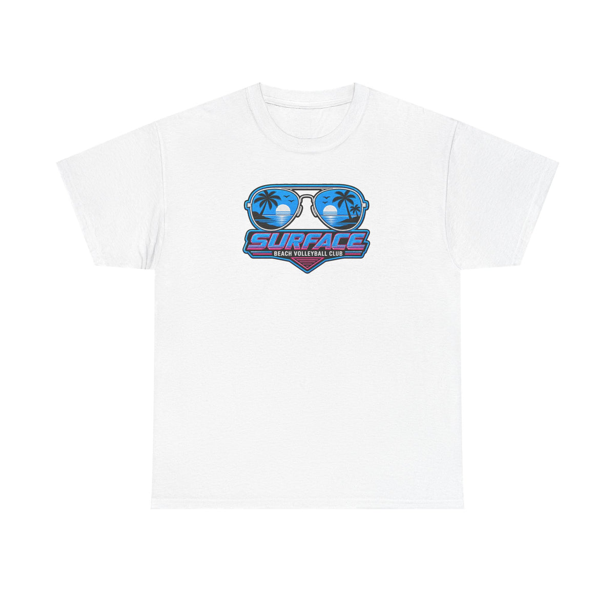 Surface Sunglasses Tee — Retro Beach Palm Trees Surf Vibes T‑Shirt
