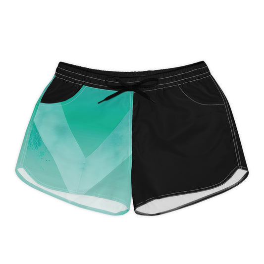 Women’s Two-Tone Aqua Chevron Casual Shorts — Comfortable Summer Lounge & Beachwear