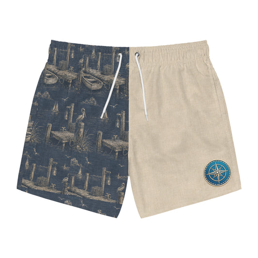 Surfache Sunset Pier Swim Trunks with Compass Patch