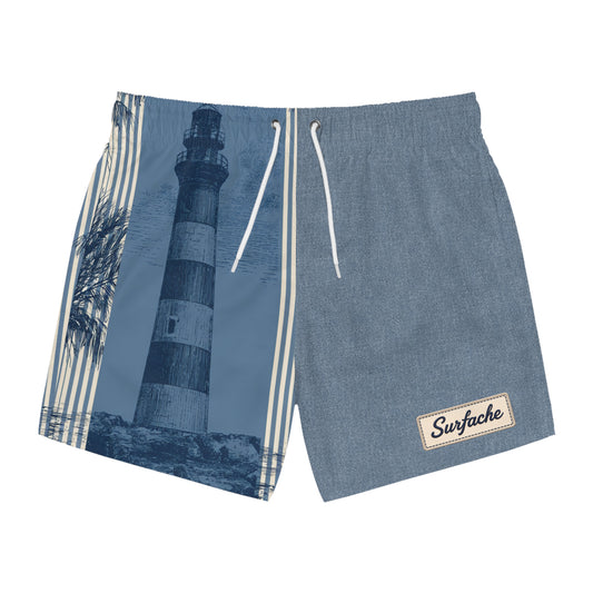 Surfache Nautical Lighthouse Swim Trunks – Coastal Blue All-Over Print