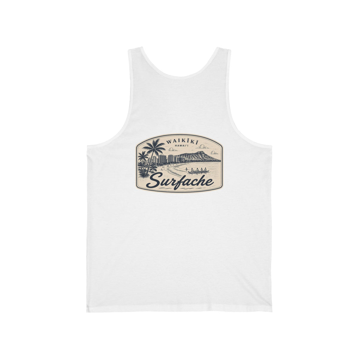 Surfside Beach Tank Top — Blue Palm & Wave Logo 'Surface' Athletic Tank