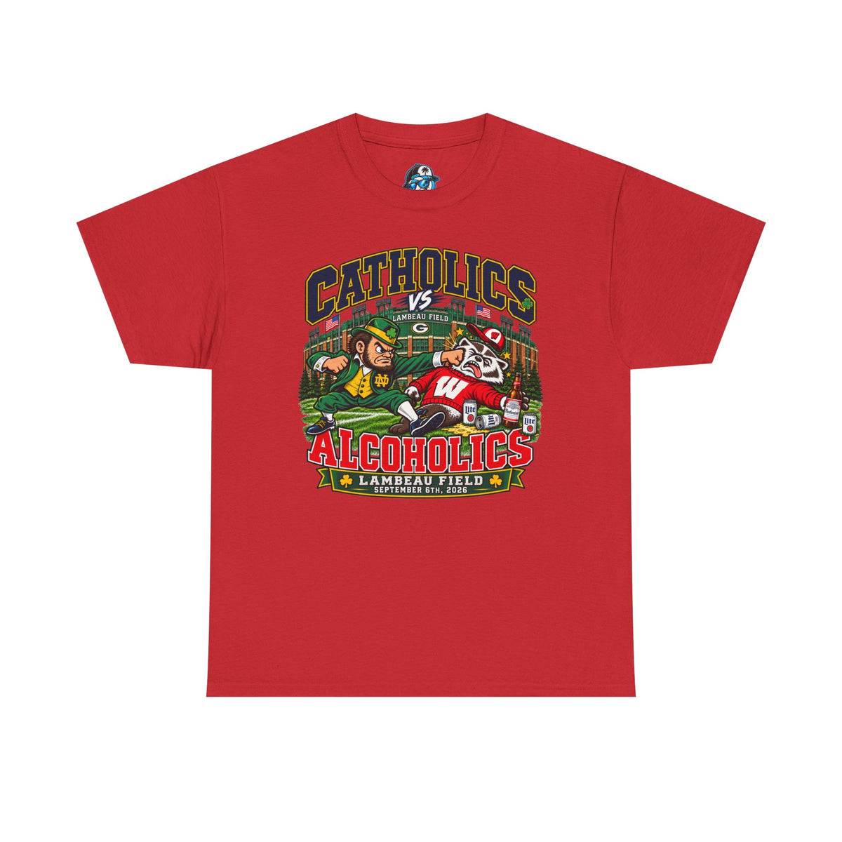 Catholics vs Alcoholics Football T-Shirt – Lambeau Field Tailgate Tee