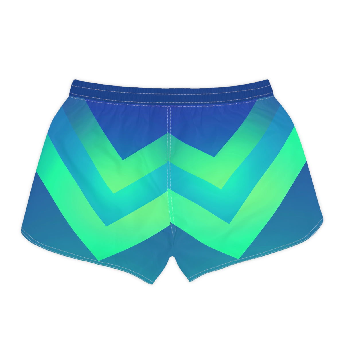 Chevron Wave Women's Casual Shorts — Blue Green Ombre Athletic Beachwear