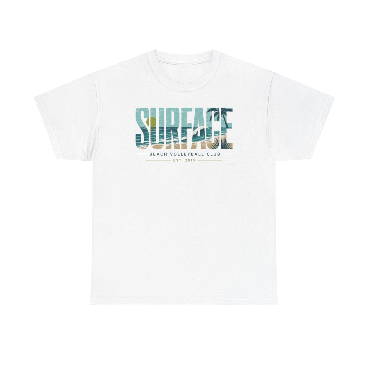 Surface Beach Volleyball Club Graphic Tee — Surf Photo Typography T‑Shirt