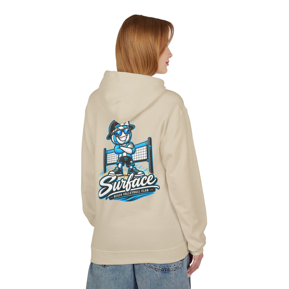 Surfface Beach Volleyball Hoodie — Retro Mascot Logo Pullover