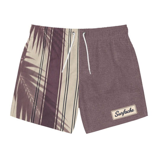 Surfache Swim Trunks — Vintage Palm Stripe All-Over Print