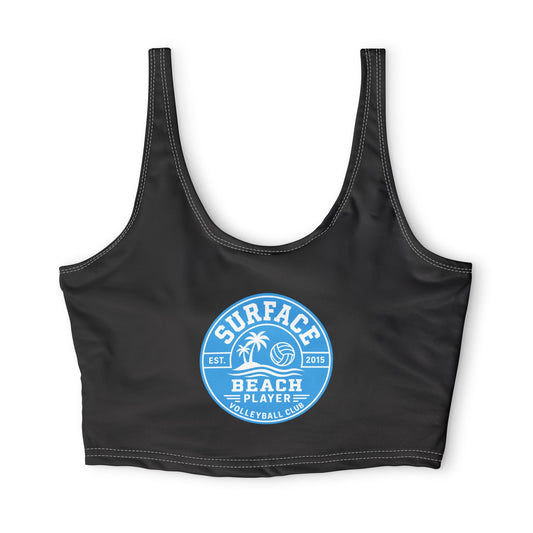 Surface Beach Player Volleyball Sports Bra — Retro Palm Logo Crop Top