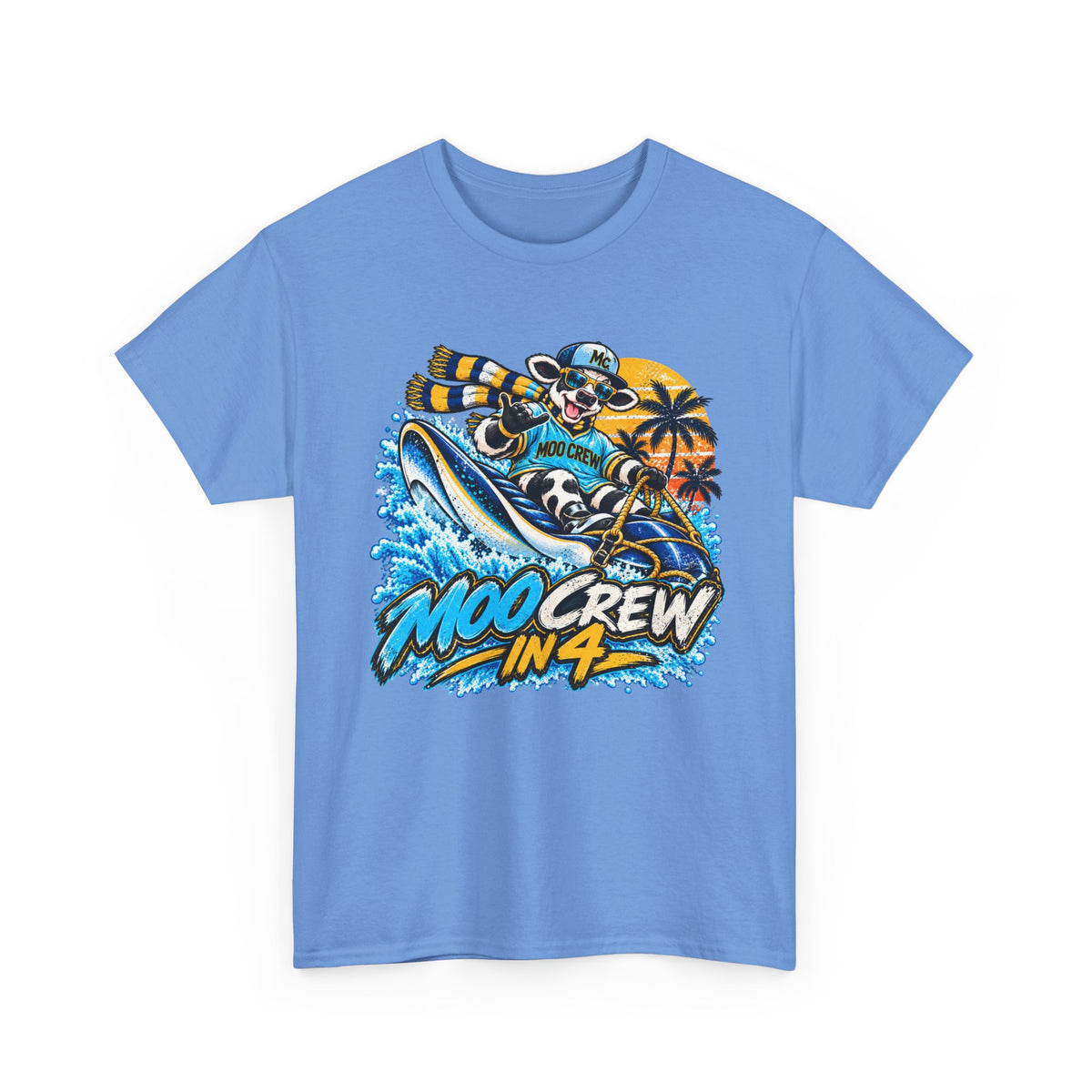 Moo Crew In 4 Ray Surfing Sunset Retro WI Teams Graphic Tee