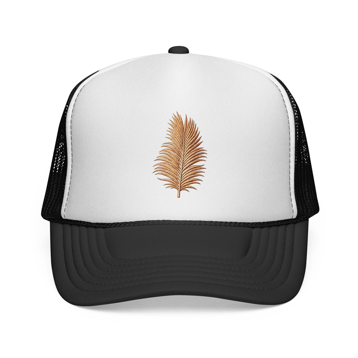 Surfache Palm Embroidered Trucker Cap — Minimal Botanical Mesh Hat