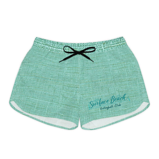 Surfside Beach Volleyball Club Women's Casual Shorts – Aqua Linen Print