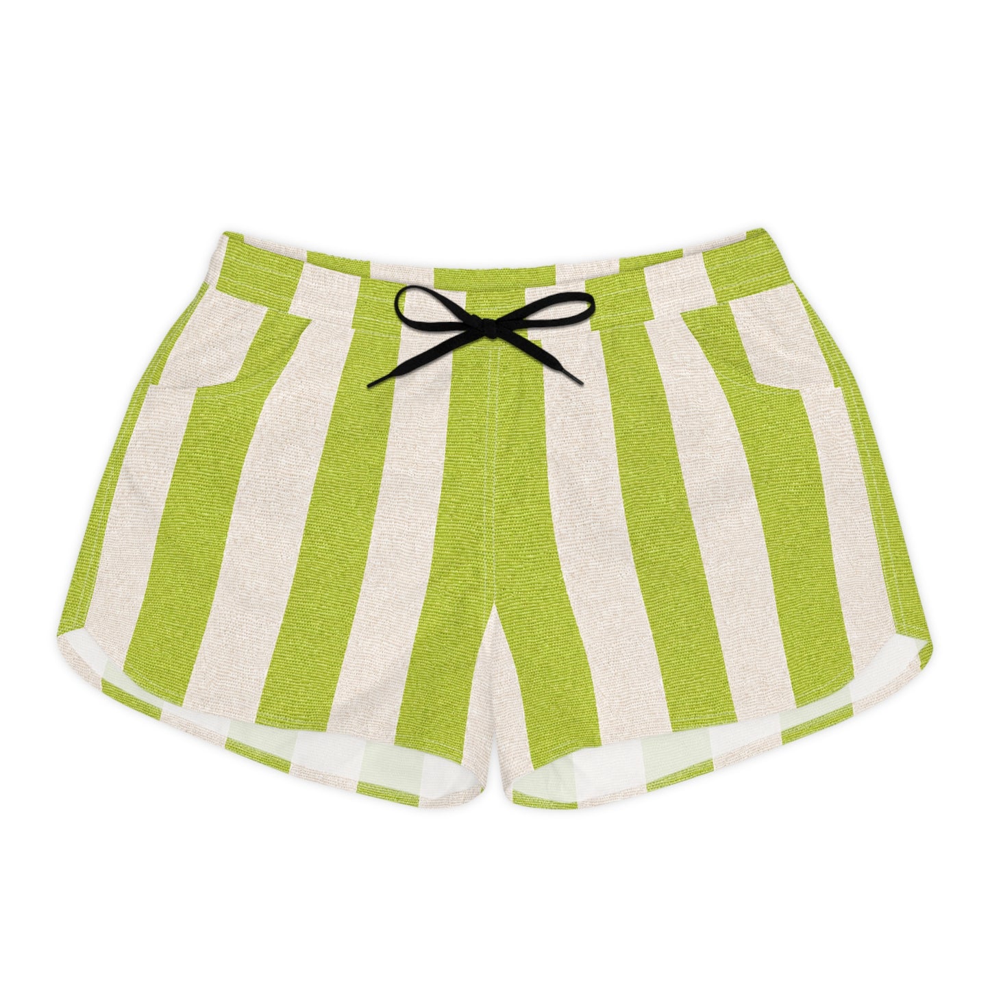 Green Flash Imspired Striped Casual Women's Shorts — Lightweight Summer Lounge Shorts
