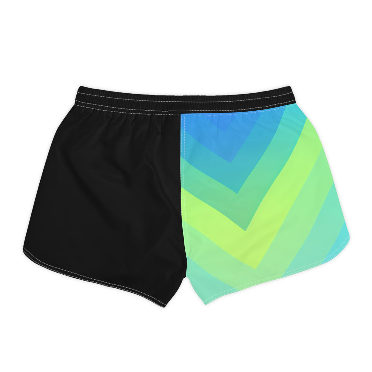Chevron Colorblock Women's Casual Shorts — Aqua Lime Gradient