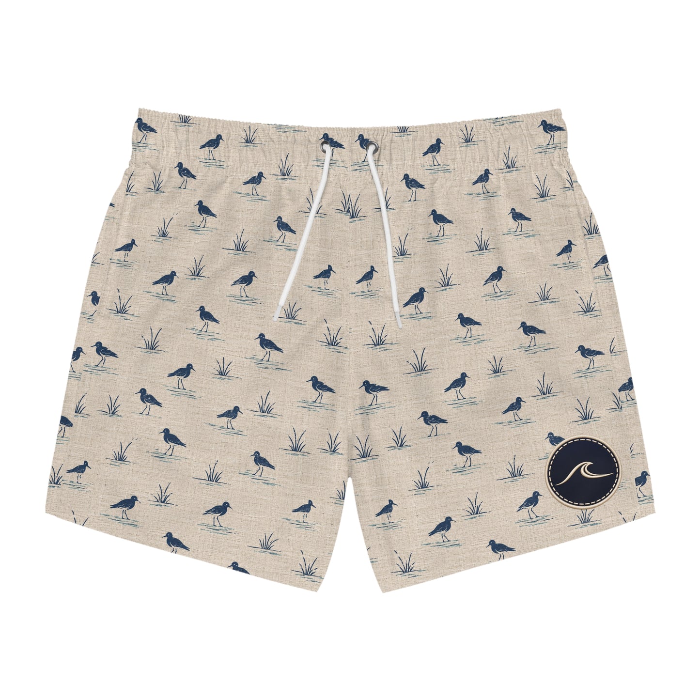 Surfache Men's Coastal Bird Print Swim Trunks — Lightweight All-Over Pattern