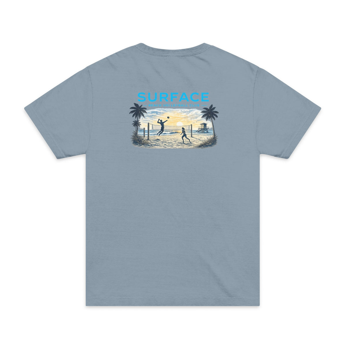 Surfaced Beach Graphic T‑Shirt — "SURFACE: Ocean & Lifestyle Co." Design