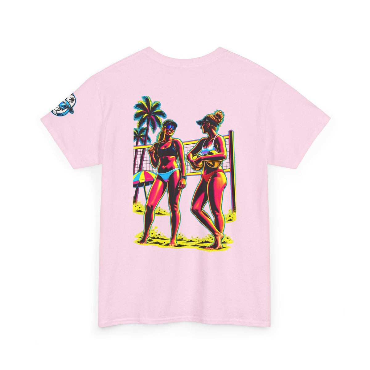 Beach Volleyball T‑Shirt – "Surface Beach Volleyball Club" Retro Sunset Graphic
