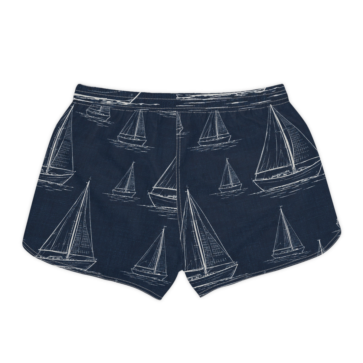 Sailboat Print Women's Casual Shorts — Nautical Navy Summer Beach Lounge Shorts