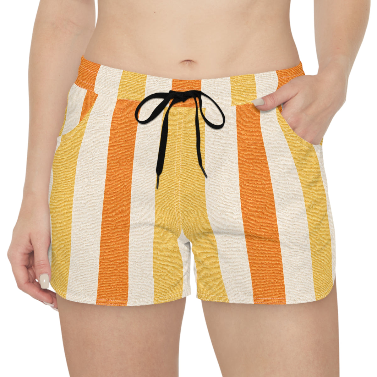 Rum Runner Sunrise Striped Women's Casual Shorts – Beachy Summer Lounge Shorts