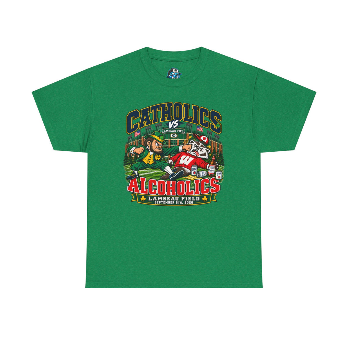 Catholics vs Alcoholics Football T-Shirt – Lambeau Field Tailgate Tee