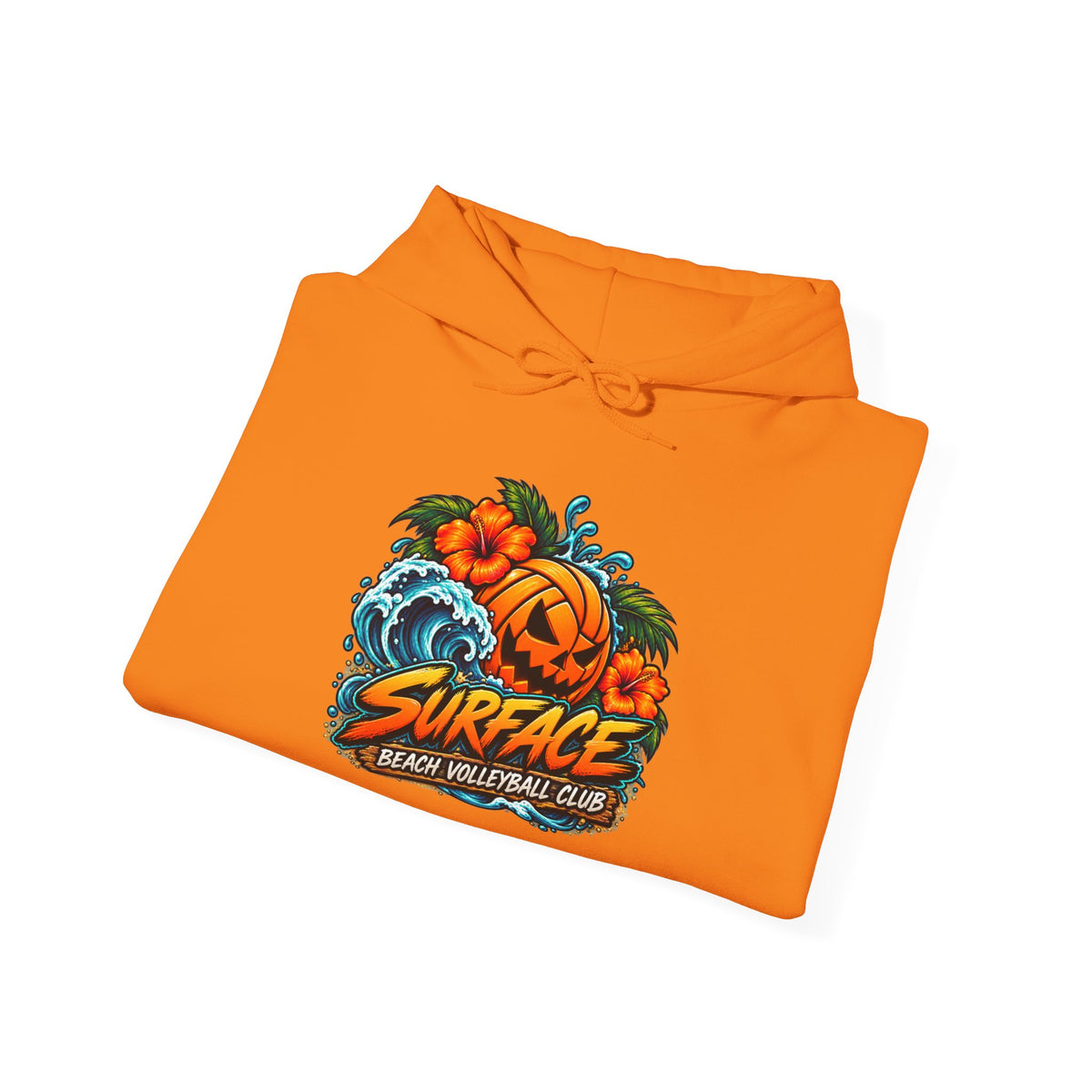Halloween Beach Volleyball Hoodie— 'Surface' Pumpkin Wave Graphic Hooded Sweatshirt