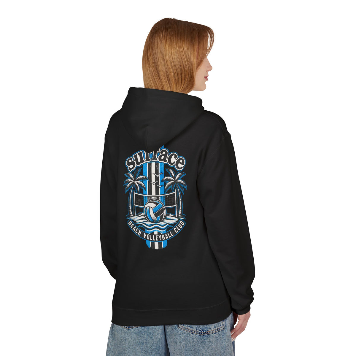 Surface Beach Volleyball Hoodie — Retro Palm Beach Volleyball Club Design