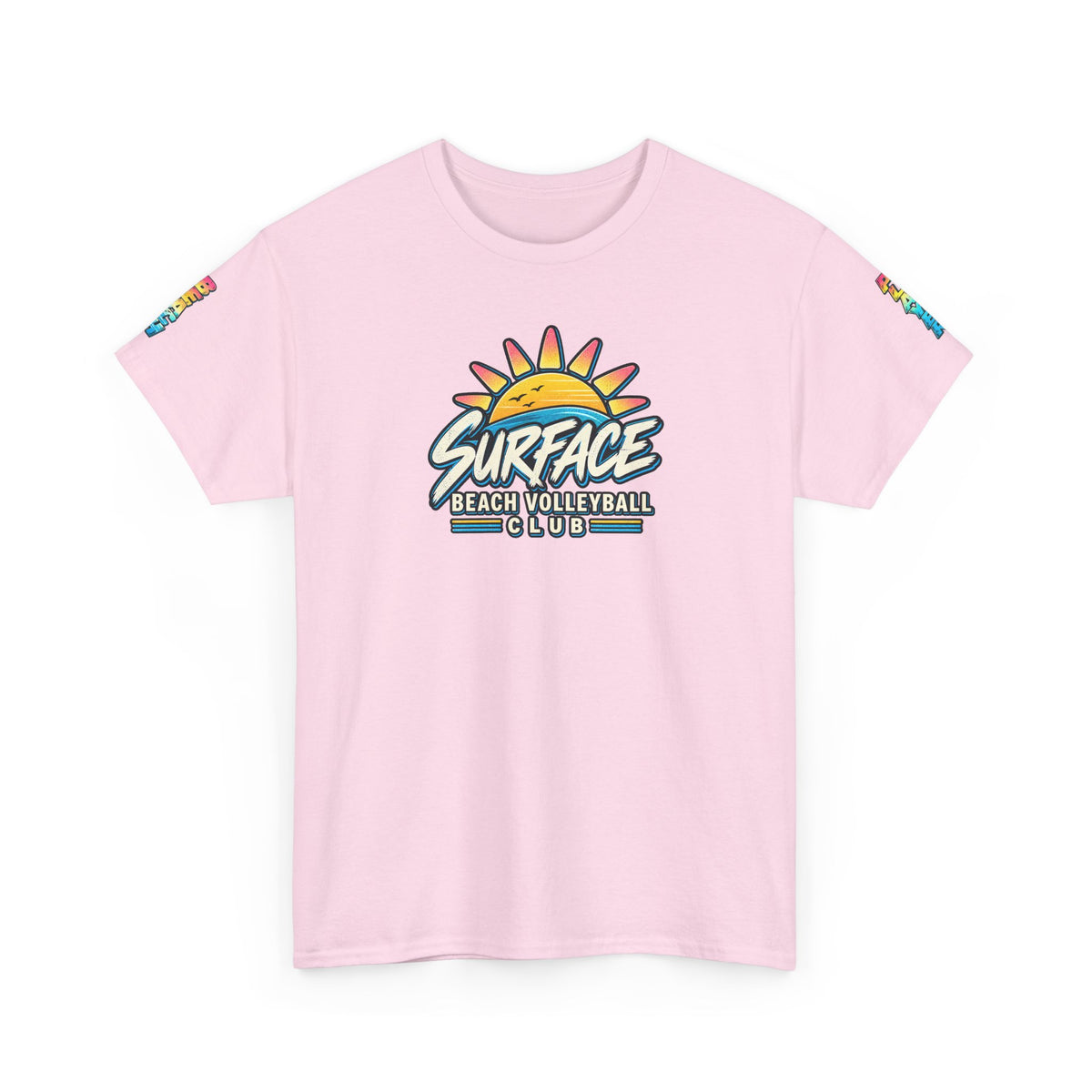 Beach Volleyball Tee — "Surface Beach Volleyball Club 2027" Retro Sunset Shirt