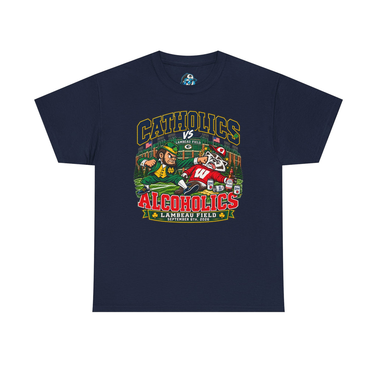 Catholics vs Alcoholics Football T-Shirt – Lambeau Field Tailgate Tee