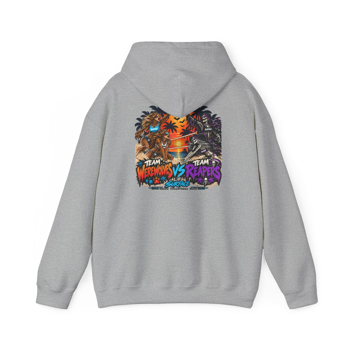 Surface Tropical Halloween Hoodie — Team Werewolves vs Reapers Graphic Pullover
